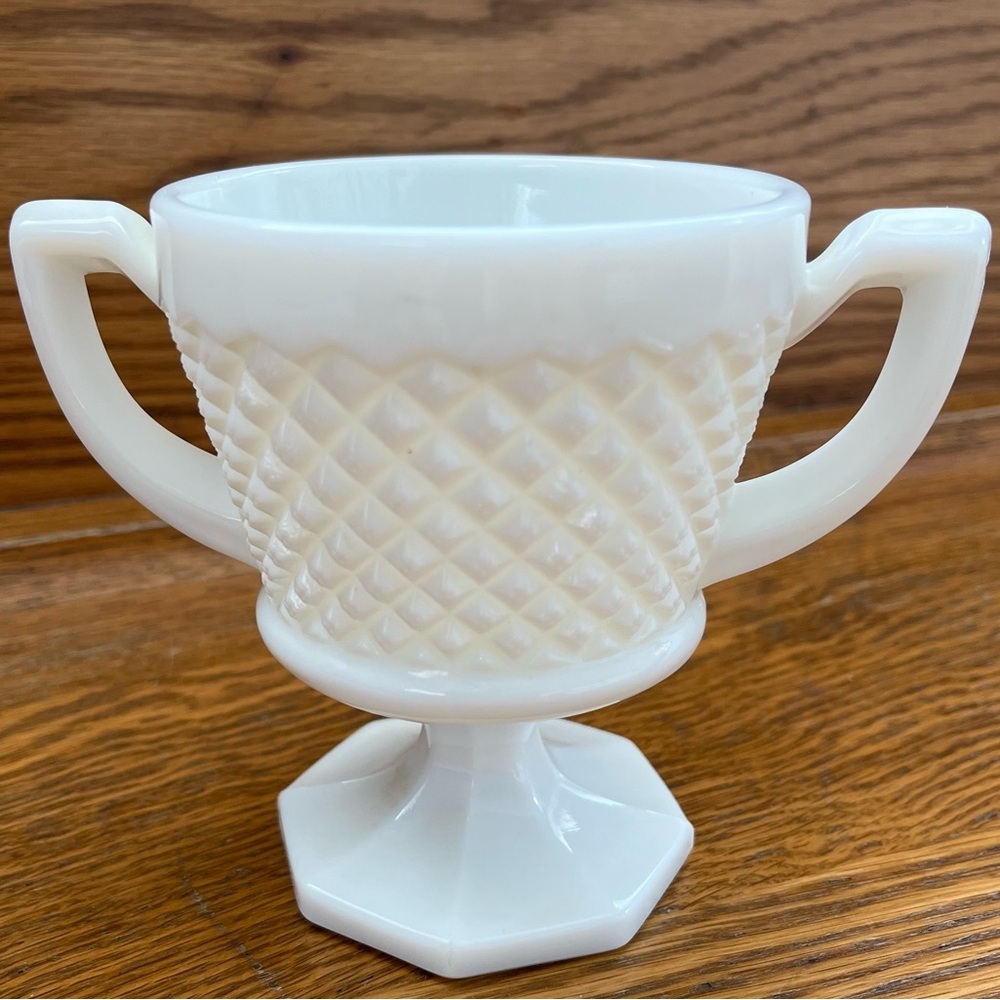 Vintage Westmoreland English hobnail pedestal open sugar bowl.